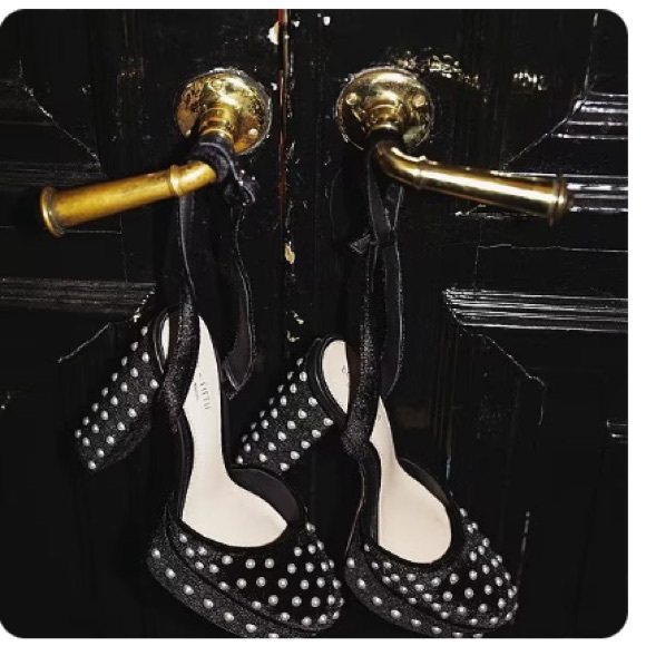 Antonio Melani x Born on Fifth Emily Velvet Pearl Detail Dress Platform Pumps - Picture 2 of 13